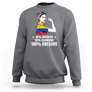 Colombian American Sweatshirt 50% American 50% Colombian 100% Awesome Messy Bun TS02 Charcoal Print Your Wear