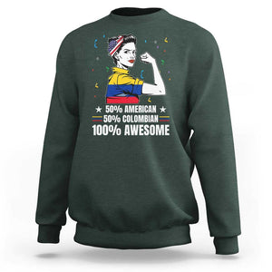 Colombian American Sweatshirt 50% American 50% Colombian 100% Awesome Messy Bun TS02 Dark Forest Green Print Your Wear