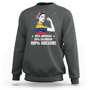 Colombian American Sweatshirt 50% American 50% Colombian 100% Awesome Messy Bun TS02 Dark Heather Print Your Wear