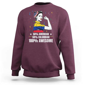 Colombian American Sweatshirt 50% American 50% Colombian 100% Awesome Messy Bun TS02 Maroon Print Your Wear