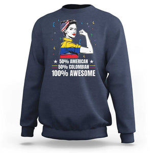 Colombian American Sweatshirt 50% American 50% Colombian 100% Awesome Messy Bun TS02 Navy Print Your Wear
