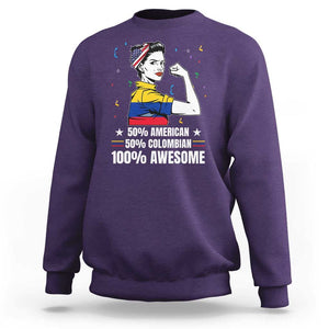 Colombian American Sweatshirt 50% American 50% Colombian 100% Awesome Messy Bun TS02 Purple Print Your Wear