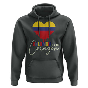 Colombia Pride Hoodie En Mi Coragon Colombian Flag Heart TS02 Dark Heather Print Your Wear