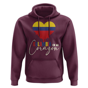 Colombia Pride Hoodie En Mi Coragon Colombian Flag Heart TS02 Maroon Print Your Wear
