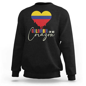 Colombia Pride Sweatshirt En Mi Coragon Colombian Flag Heart TS02 Black Print Your Wear