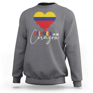 Colombia Pride Sweatshirt En Mi Coragon Colombian Flag Heart TS02 Charcoal Print Your Wear