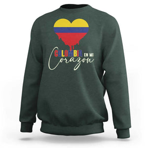 Colombia Pride Sweatshirt En Mi Coragon Colombian Flag Heart TS02 Dark Forest Green Print Your Wear