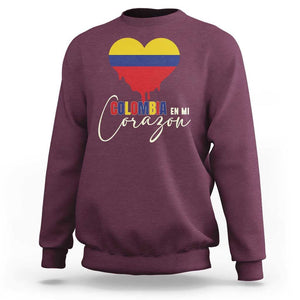 Colombia Pride Sweatshirt En Mi Coragon Colombian Flag Heart TS02 Maroon Print Your Wear