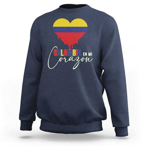 Colombia Pride Sweatshirt En Mi Coragon Colombian Flag Heart TS02 Navy Print Your Wear