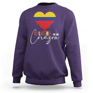 Colombia Pride Sweatshirt En Mi Coragon Colombian Flag Heart TS02 Purple Print Your Wear