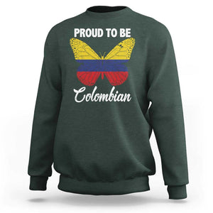 Colombia Pride Sweatshirt Proud To Be Colombian Butterfly TS02 Dark Forest Green Print Your Wear