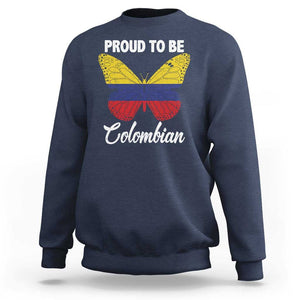 Colombia Pride Sweatshirt Proud To Be Colombian Butterfly TS02 Navy Print Your Wear