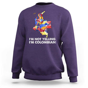 Colombia Map Sweatshirt I'm Not Yelling I'm Colombian TS02 Purple Print Your Wear