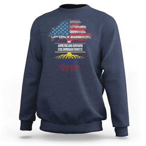 Colombian American Sweatshirt American Grown with Colombian Roots TS02 Navy Print Your Wear