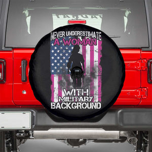 Female Veteran Spare Tire Cover Never Underestimate A Woman With Military Background American Flag TS02 Black Print Your Wear