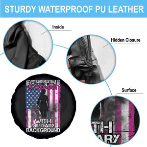 Female Veteran Spare Tire Cover Never Underestimate A Woman With Military Background American Flag TS02 Print Your Wear