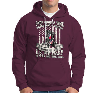 Female Veteran Hoodie There Was A Woman Who Served In The Military Combat Boots Dog Tags TS02 Printyourwear