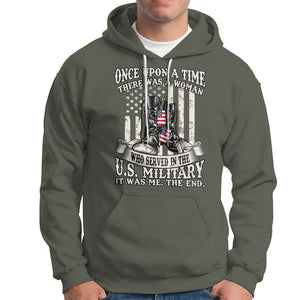 Female Veteran Hoodie There Was A Woman Who Served In The Military Combat Boots Dog Tags TS02 Printyourwear
