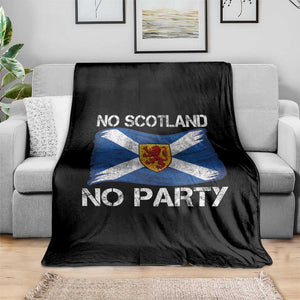 No Scotland No Party Saltire Flag Lion Rampant Crest Throw Blanket Game Day Soccer Fans Football Tournament
