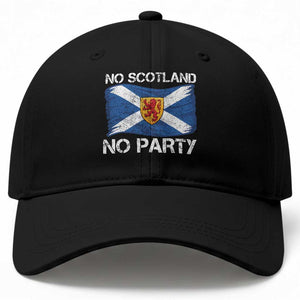 No Scotland No Party Saltire Flag Lion Rampant Crest Baseball Cap Game Day Soccer Fans Football Tournament