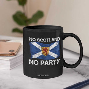 No Scotland No Party Saltire Flag Lion Rampant Crest Coffee Mug Game Day Soccer Fans Football Tournament