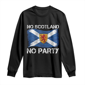 No Scotland No Party Saltire Flag Lion Rampant Crest Long Sleeve Shirt Game Day Soccer Fans Football Tournament