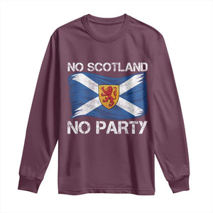 No Scotland No Party Saltire Flag Lion Rampant Crest Long Sleeve Shirt Game Day Soccer Fans Football Tournament