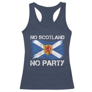 No Scotland No Party Saltire Flag Lion Rampant Crest Racerback Tank Top Game Day Soccer Fans Football Tournament
