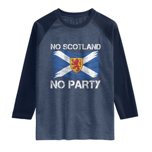 No Scotland No Party Saltire Flag Lion Rampant Crest Raglan Shirt Game Day Soccer Fans Football Tournament