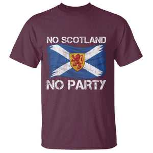 No Scotland No Party Saltire Flag Lion Rampant Crest T Shirt Game Day Soccer Fans Football Tournament