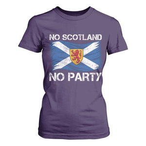No Scotland No Party Saltire Flag Lion Rampant Crest T Shirt For Women Game Day Soccer Fans Football Tournament