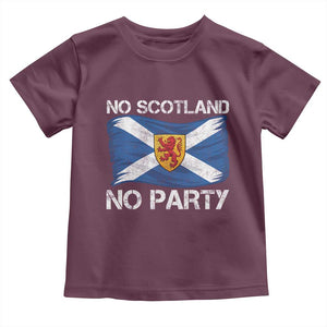 No Scotland No Party Saltire Flag Lion Rampant Crest Toddler T Shirt Game Day Soccer Fans Football Tournament