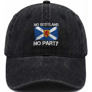 No Scotland No Party Saltire Flag Lion Rampant Crest Washed Cotton Baseball Cap Game Day Soccer Fans Football Tournament