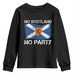 No Scotland No Party Saltire Flag Lion Rampant Crest Youth Sweatshirt Game Day Soccer Fans Football Tournament