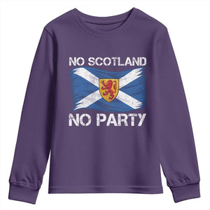 No Scotland No Party Saltire Flag Lion Rampant Crest Youth Sweatshirt Game Day Soccer Fans Football Tournament