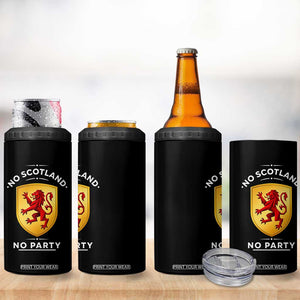 No Scotland No Party Gold Heraldic Shield Red Lion Rampant 4 in 1 Can Cooler Tumbler Game Day Soccer Fans Football Tournament