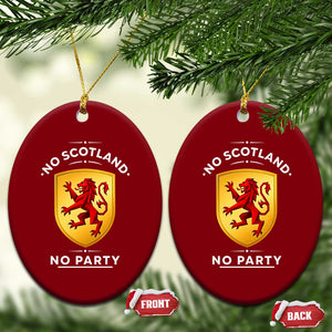 No Scotland No Party Gold Heraldic Shield Red Lion Rampant Ceramic Ornament Game Day Soccer Fans Football Tournament