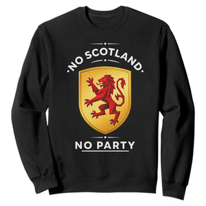 No Scotland No Party Gold Heraldic Shield Red Lion Rampant Sweatshirt Game Day Soccer Fans Football Tournament