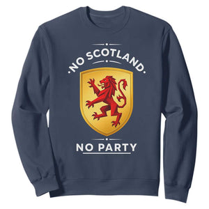 No Scotland No Party Gold Heraldic Shield Red Lion Rampant Sweatshirt Game Day Soccer Fans Football Tournament