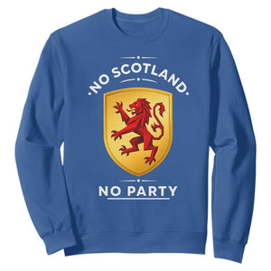 No Scotland No Party Gold Heraldic Shield Red Lion Rampant Sweatshirt Game Day Soccer Fans Football Tournament