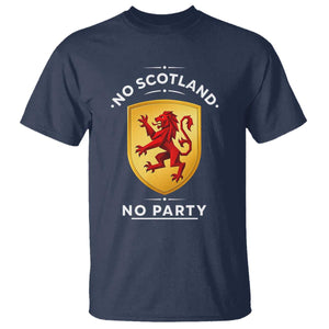 No Scotland No Party Gold Heraldic Shield Red Lion Rampant T Shirt Game Day Soccer Fans Football Tournament