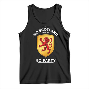 No Scotland No Party Gold Heraldic Shield Red Lion Rampant Tank Top Game Day Soccer Fans Football Tournament