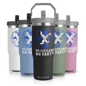 No Scotland No Party Distressed Shield Saltire Cross Flip Straw Tumbler Vintage Football Fans Game Day