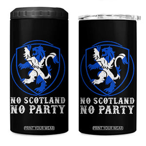 No Scotland No Party Distressed Shield Saltire Cross 4 in 1 Can Cooler Tumbler Vintage Football Fans Game Day