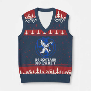 No Scotland No Party Distressed Shield Saltire Cross V-Neck Knit Sweater Vest Vintage Football Fans Game Day