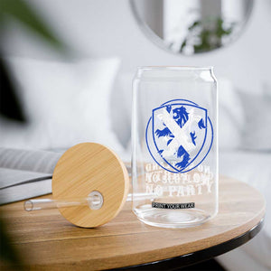 No Scotland No Party Distressed Shield Saltire Cross Glass Can Vintage Football Fans Game Day