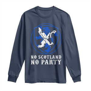 No Scotland No Party Distressed Shield Saltire Cross Long Sleeve Shirt Vintage Football Fans Game Day