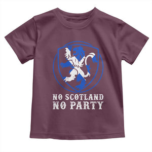 No Scotland No Party Distressed Shield Saltire Cross Toddler T Shirt Vintage Football Fans Game Day
