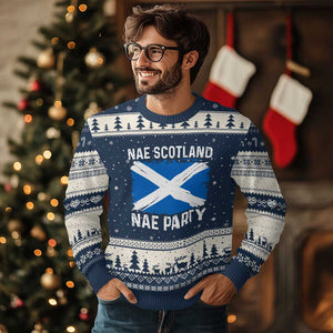 Nae Scotland Nae Party Saltire Flag Ugly Christmas Sweater Vintage Scottish Accent Soccer Fans Football Tournament