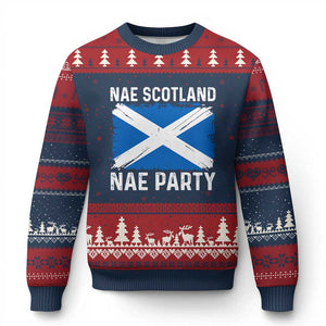 Nae Scotland Nae Party Saltire Flag Ugly Christmas Sweater Vintage Scottish Accent Soccer Fans Football Tournament